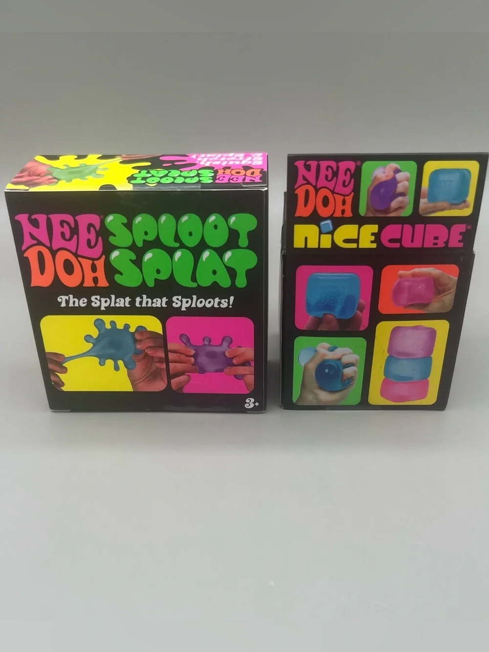 Authentic NEEDOH ~ 2 Pack 💙 Blue ~ Sploot Splat Squishy + Nice Cube Solid Squish